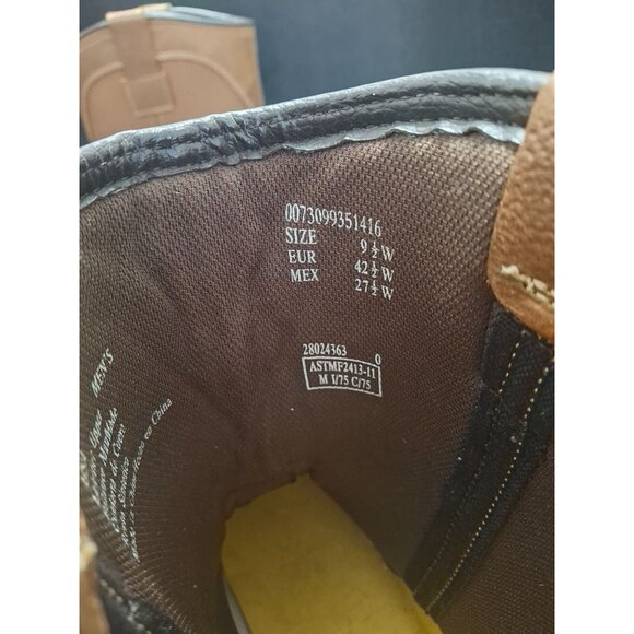 Brahma Mens Size 9.5 W Brown Leather/Manmade Western Pull-On Work Boots. Safety - Picture 8 of 9